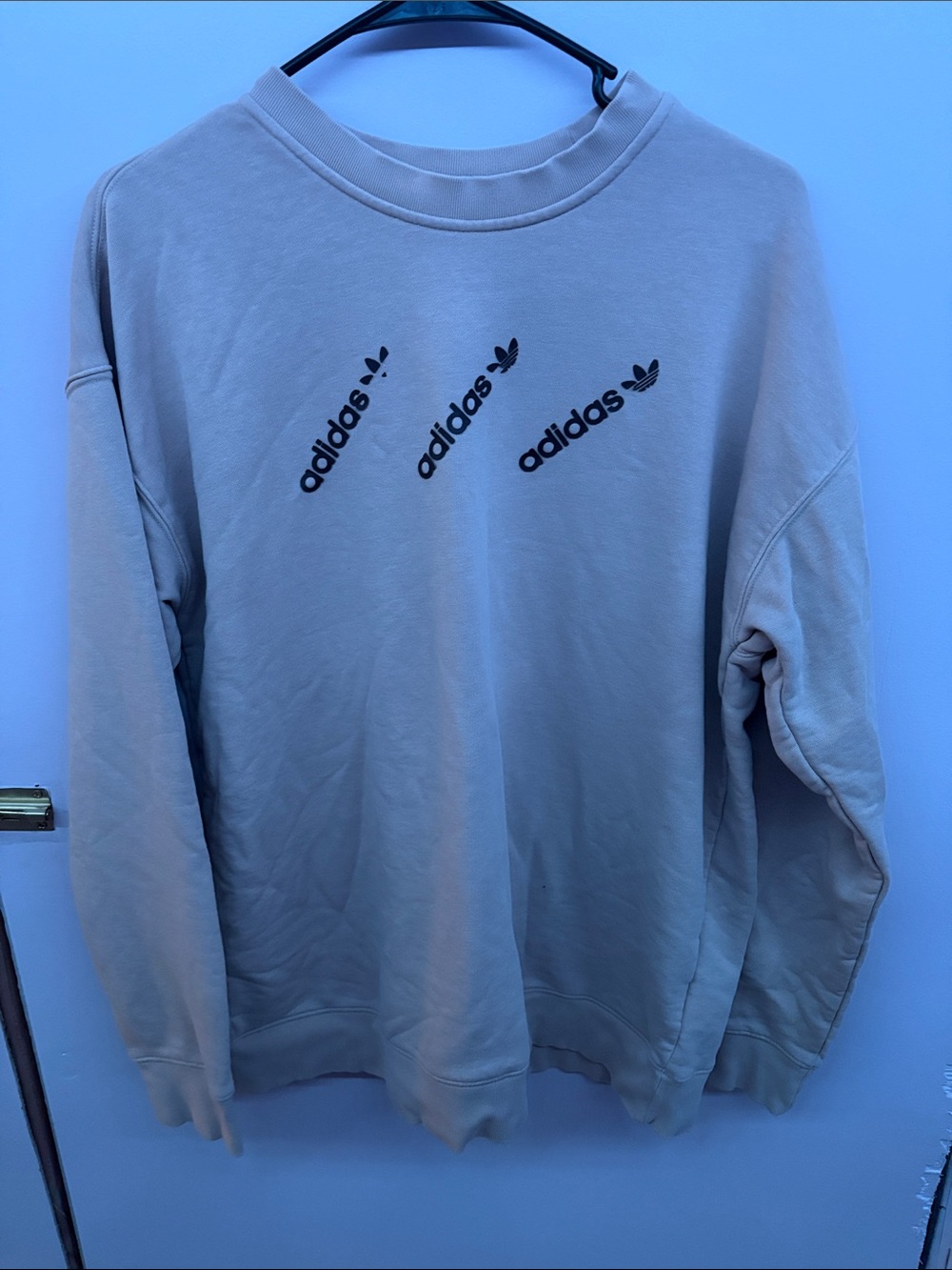 adidas Beige Crewneck Sweatshirt with Brown Logos